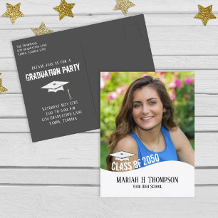 Graduation Modern Trendy Stylish Photo Invitation Postcard