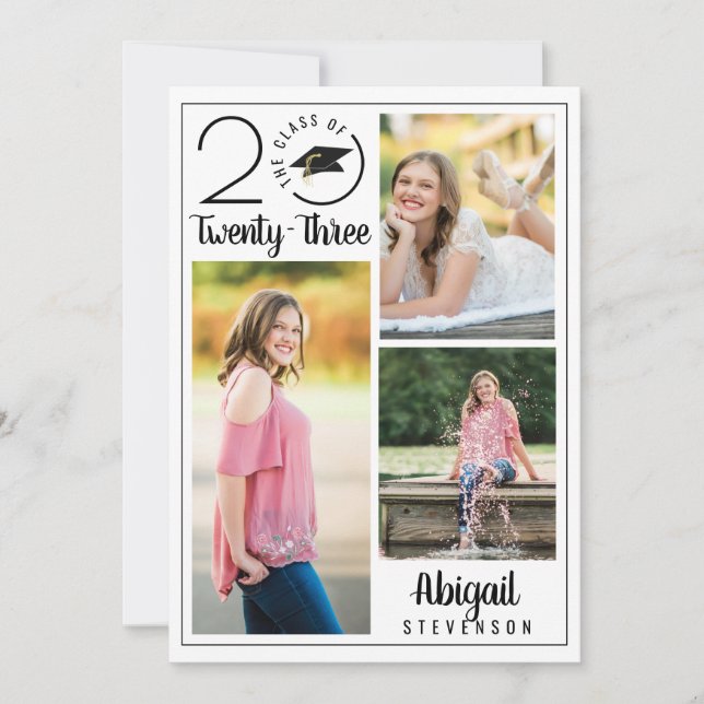 Graduation Modern Typography Class Year 4 Photos Announcement (Front)