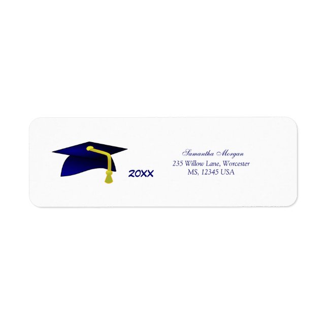 Graduation Mortar Return Address Label (Front)