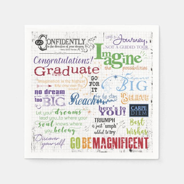 Graduation Motivational Word Art Sayings Napkin (Front)