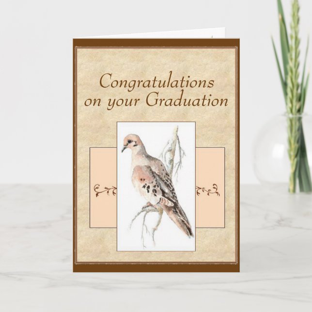 Graduation Mourning Dove, Turtle Dove  Card (Front)