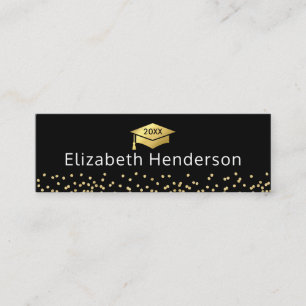 Graduation Name Card Black Gold Glitter