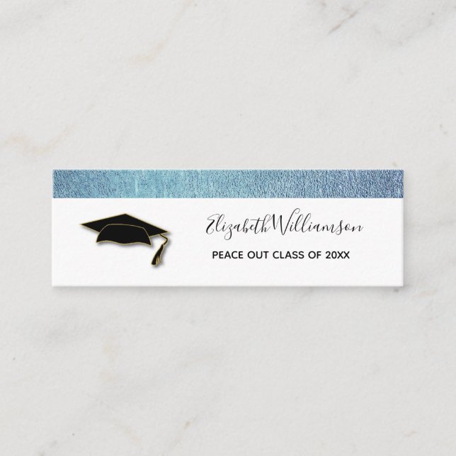 Graduation Name Card Blue Foil Insert Card (Front)
