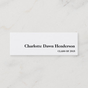 Graduation name card class year black white
