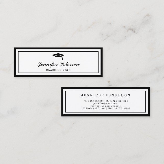 Graduation Name Card Classic Script Insert Card (Front/Back)
