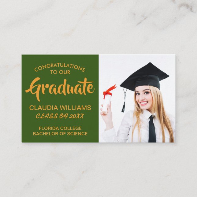 Graduation Name Card - Elegant Classic Insert Card (Front)