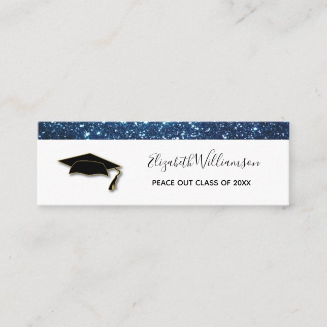 Graduation Name Card  Elegant Glitter Insert Card (Front)