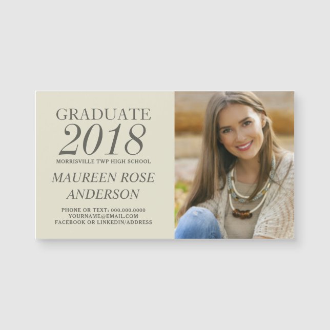 Graduation Name Card Photo Contact Keepsake (Front)