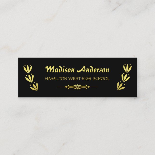 Graduation Name Card Senior Year Insert Gold Black (Front)