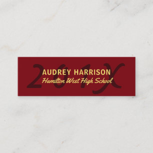 Graduation Name Card Senior Year Insert Red Gold
