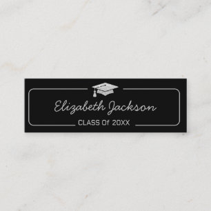 Graduation Name Card Silver Glitter Insert Card