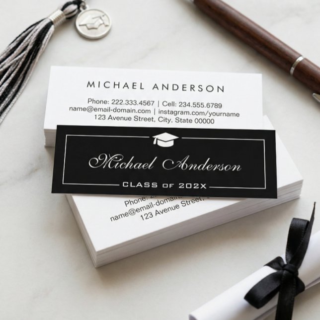 Graduation Name Card - Stylish Black and White (Creator Uploaded)