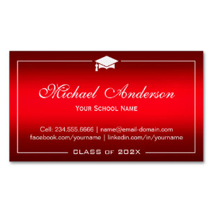 Graduation Name Card - Stylish Plain Red Gradient