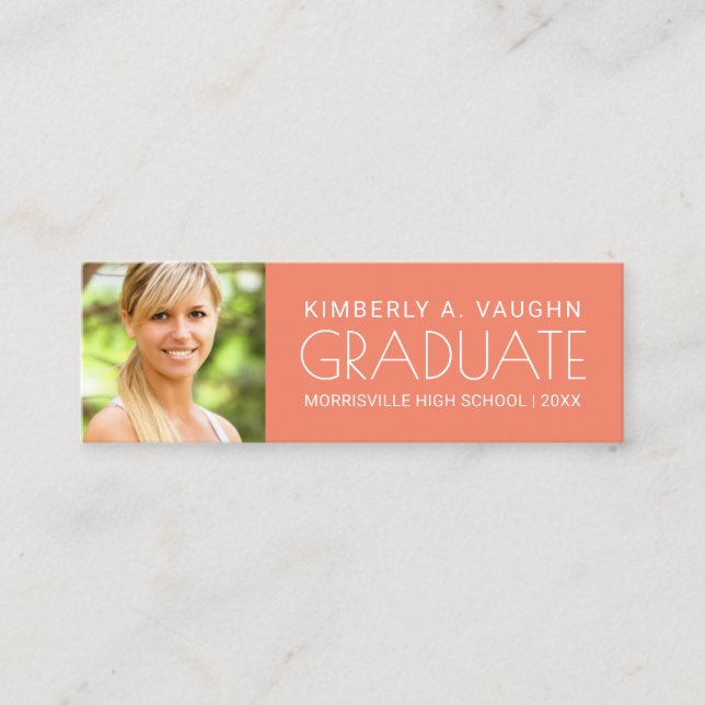 Graduation Name Card with Photo & Edit Colour (Front)