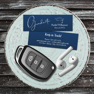 Graduation Name Class Details Navy Blue Calling Card