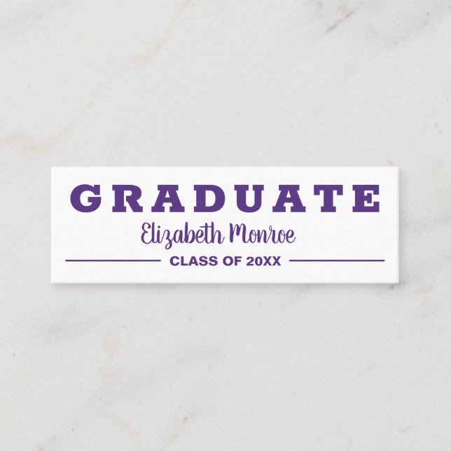 Graduation Name Class Details Purple Insert Card (Front)