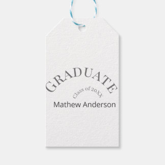 Graduation name class of 20XX gray bold stylish  Gift Tags