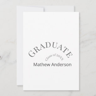 Graduation name class of 20XX gray bold stylish Invitation
