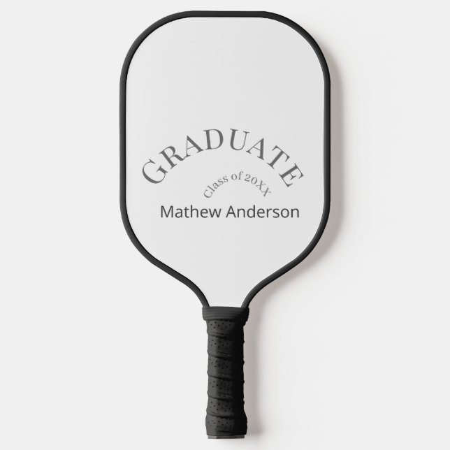 Graduation name class of 20XX gray bold stylish  Pickleball Paddle (Front)