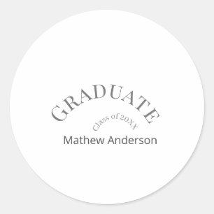 Graduation name class of 20XX grey bold stylish Classic Round Sticker
