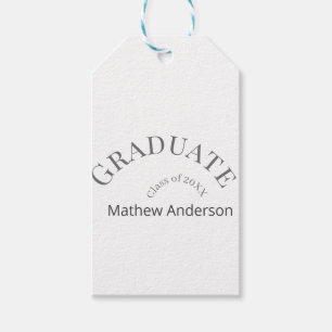 Graduation name class of 20XX grey bold stylish  Gift Tags