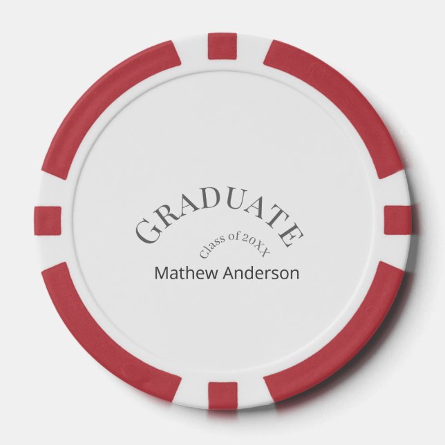 Graduation name class of 20XX grey bold stylish  Poker Chips (Front)