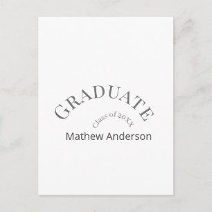 Graduation name class of 20XX grey bold stylish Postcard