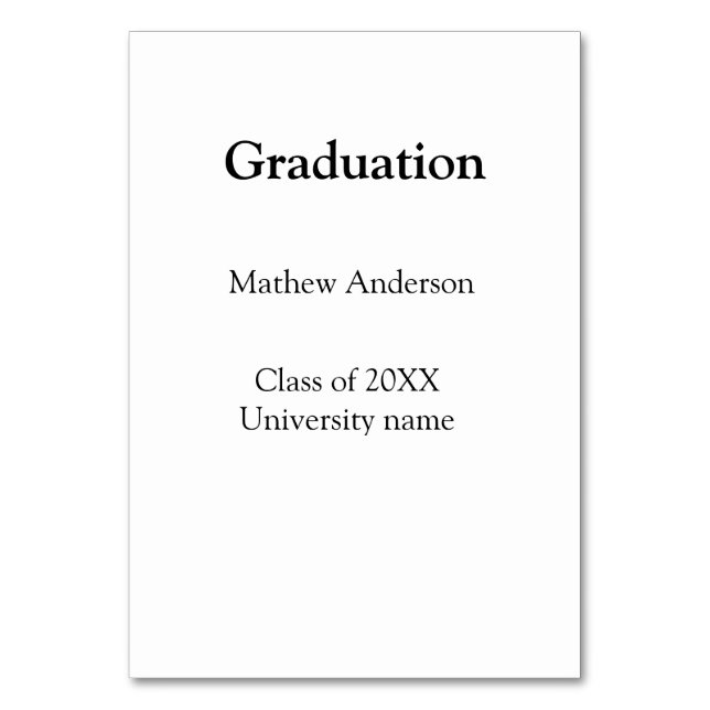 Graduation name class of 20XX university name simp Table Number (Front)
