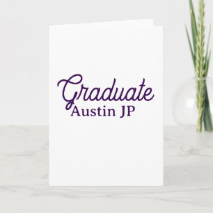 Graduation name purple simple minimal stylish call card