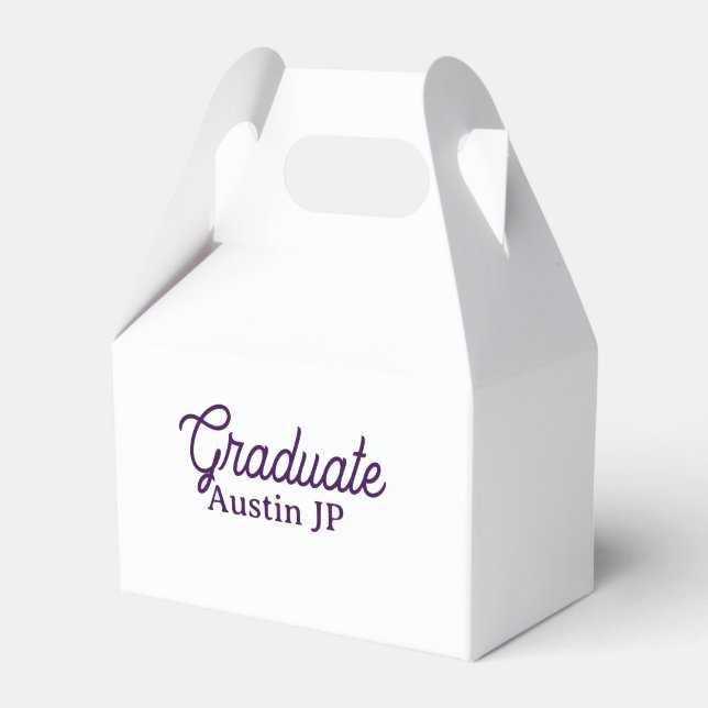 Graduation name purple simple minimal stylish call favour box (Front Side)