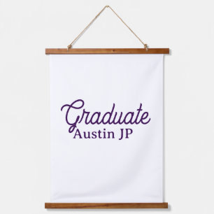 Graduation name purple simple minimal stylish call hanging tapestry