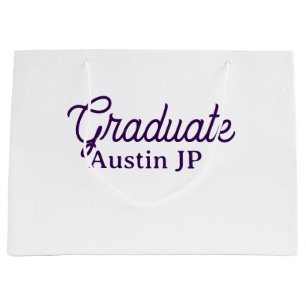 Graduation name purple simple minimal stylish call large gift bag