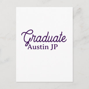 Graduation name purple simple minimal stylish call postcard