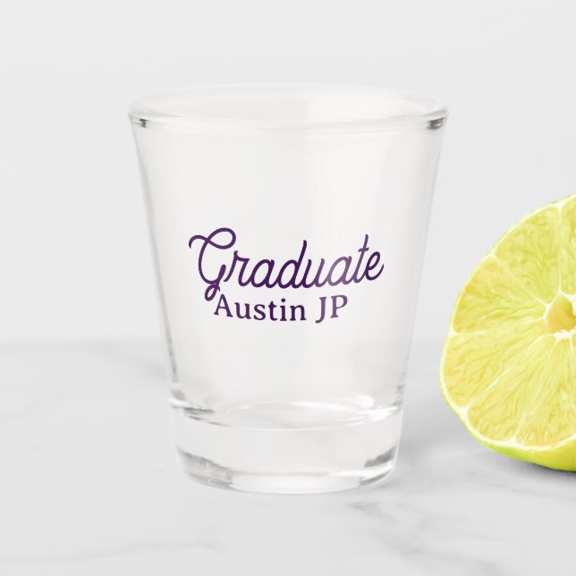 Graduation name purple simple minimal stylish call shot glass (Front)