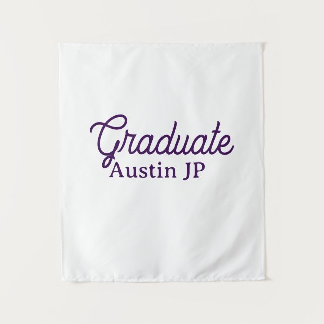 Graduation name purple simple minimal stylish call tapestry (Front)
