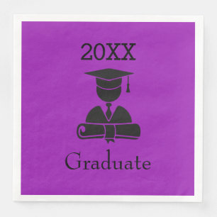 Graduation Napkin Cap and Gown Violet HAMbyWG