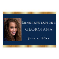 Graduation Navy Blue Gold Satin Photo