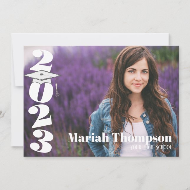 Graduation Navy Photo Simple Class Of 2023 QR Code Invitation (Front)