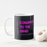 Graduation neon congrats modern stylish pink