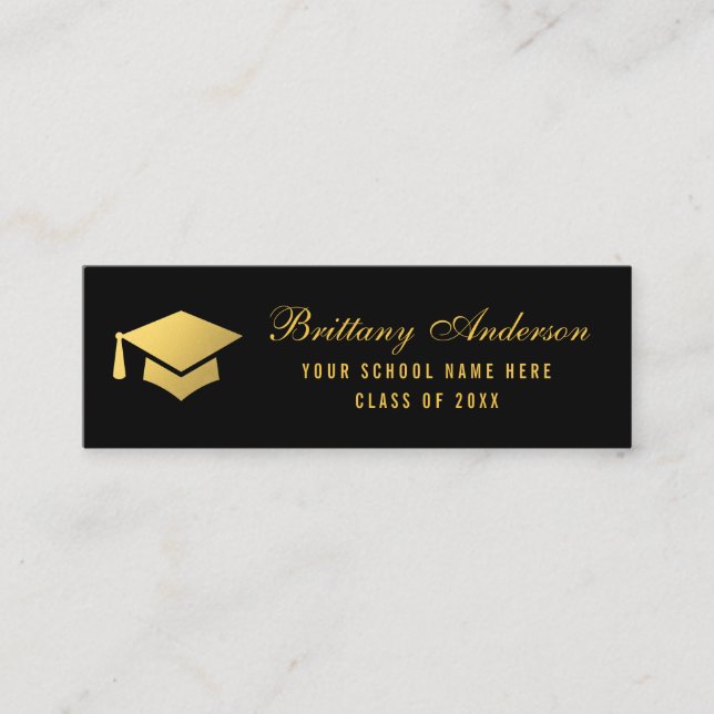 Graduation Networking Gold Black Calling Card (Front)