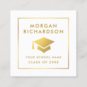 Graduation Networking Gold School Name Calling Card