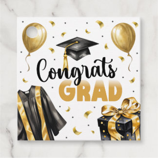 Graduation Neutral Black Gold High School College Favour Tags