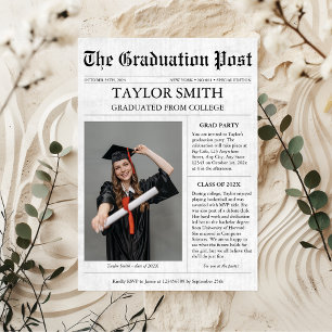 Graduation Newspaper College Unique Invitation