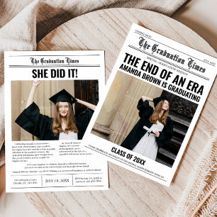 Graduation Newspaper Graduation Party Invitation