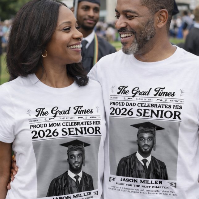 Graduation Newspaper Shirt, Proud Mum Graduate  T-Shirt (Personalized Graduation Newspaper Shirt, Proud Mom Graduate T-Shirt, Proud Dad of Grad Shirt)