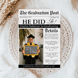 Graduation Newspaper Unique Fun Custom Photo 2026 Invitation