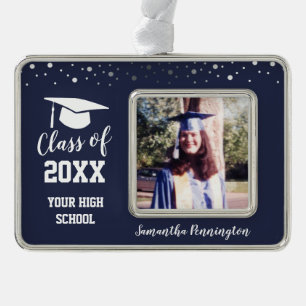 Graduation One Photo Confetti Christmas Ornament