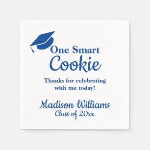 Graduation One Smart Cookie Party Blue Grad Paper Napkin