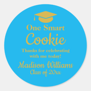 Graduation One Smart Cookie To go Grad Treat Favou Classic Round Sticker