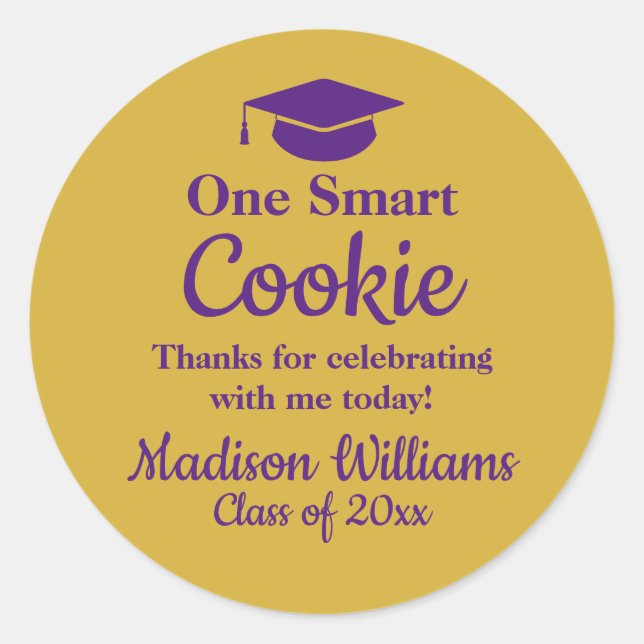 Graduation One Smart Cookie To go Grad Treat Favou Classic Round Sticker (Front)